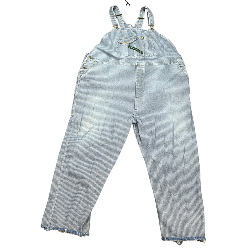 Key Imperial Overalls Mens 56x32 Blue Herringbone Denim Bib Workwear Vintage